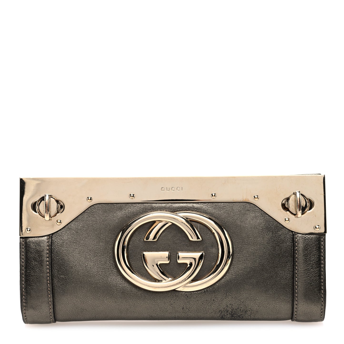 Calfskin Britt Clutch Pewter