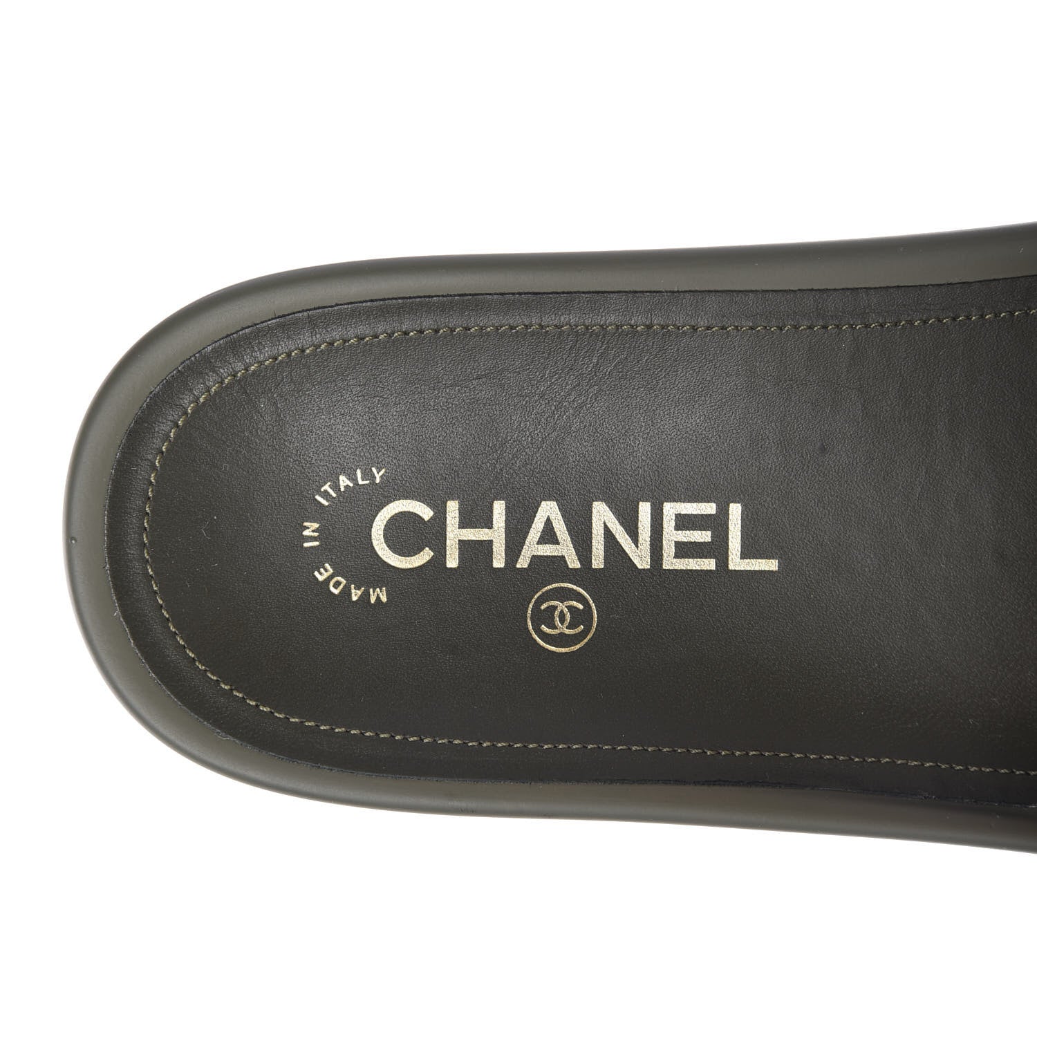 Chanel Canvas Chain Flat Sandals 41 Khaki 7 of 10