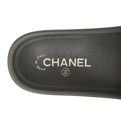 Chanel Canvas Chain Flat Sandals 41 Khaki 7 of 10