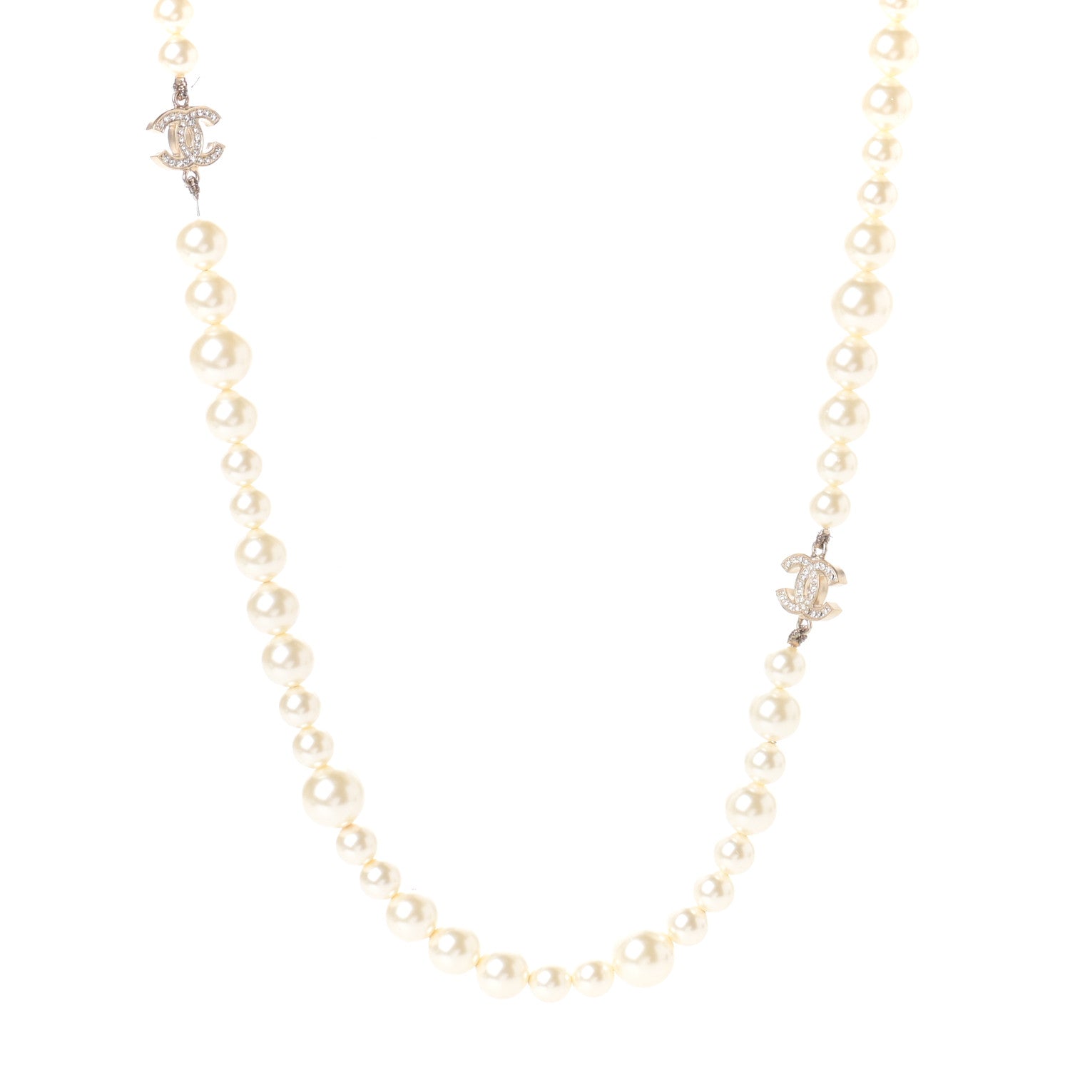 Chanel Graduated Pearl CC Long Necklace Gold 1 of 4