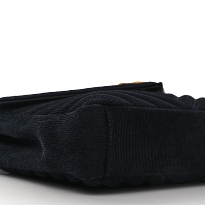 Saint Laurent Corduroy Matelasse Chevron Monogram Medium College Bag Softy Black 7 of 8