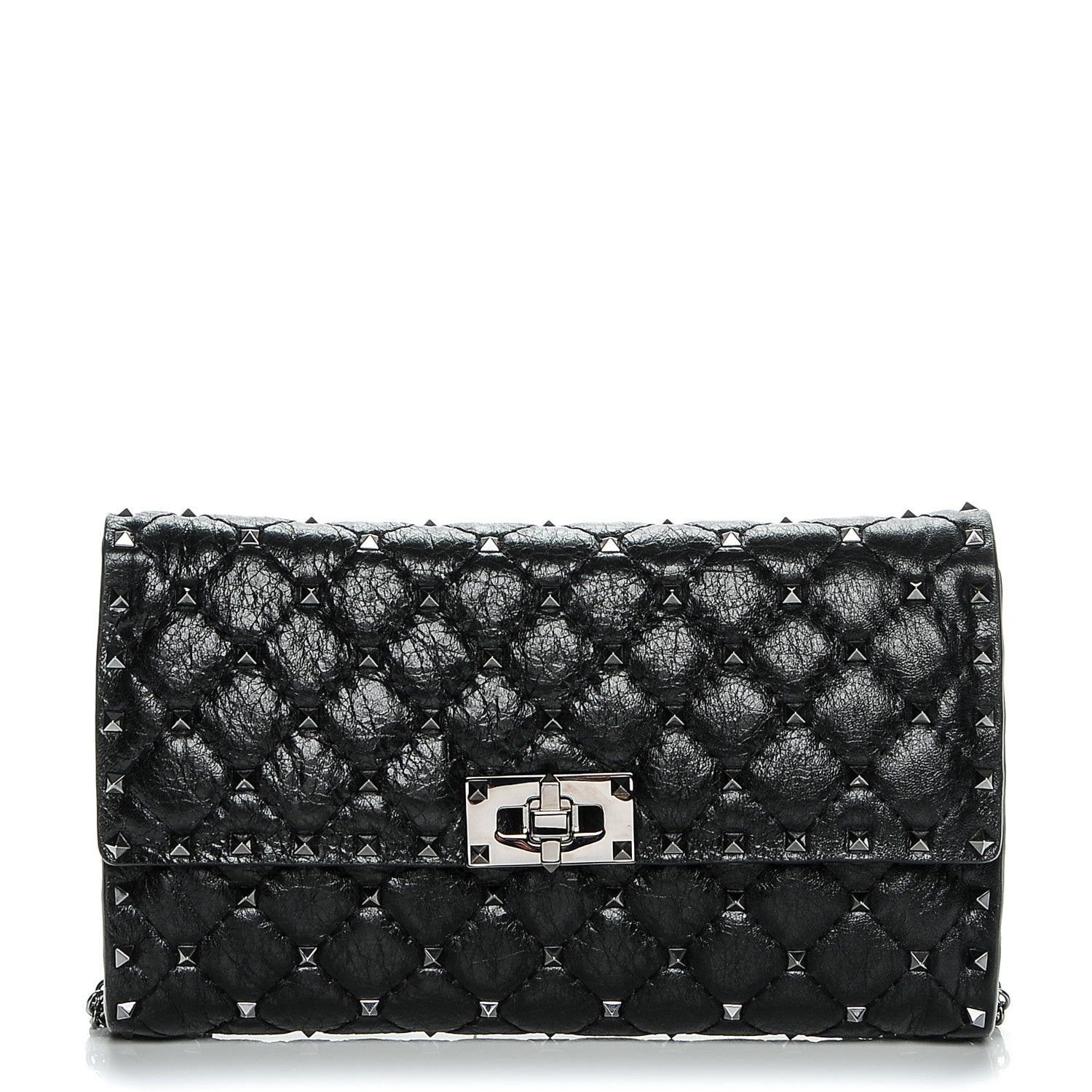 Valentino Garavani Lambskin Rockstud Spike Wallet on Chain Black 1 of 6