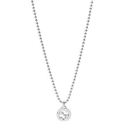 Gucci Sterling Silver Interlocking GG Pendant Beaded Necklace 1 of 8