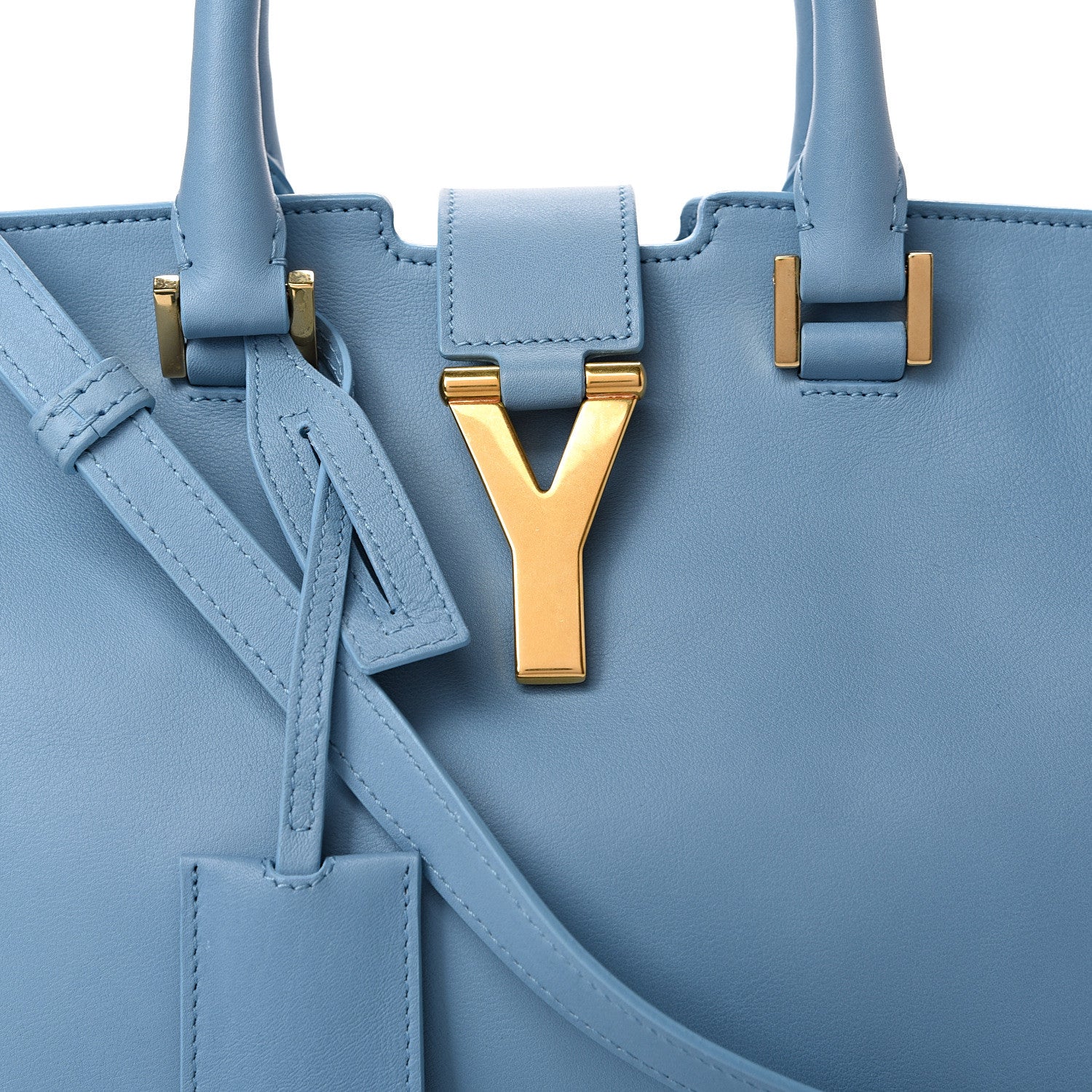 Saint Laurent Calfskin Small Classic Y Cabas Blue Glacier 7 of 11