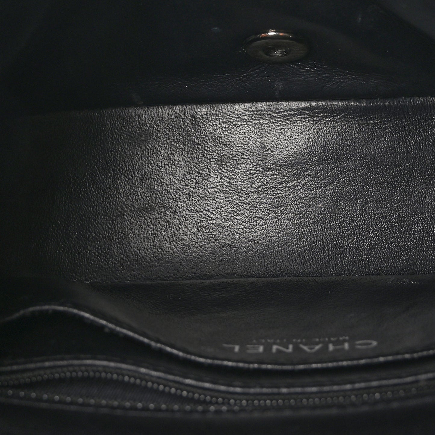 Patent Calfskin Quilted Mini Rectangular Flap Black