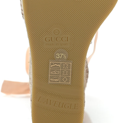 Gucci Nappa Matelasse GG Marmont Ankle Wrap Platform 35/120mm Espadrille Wedges 37.5 Skin Rose 7 of 14