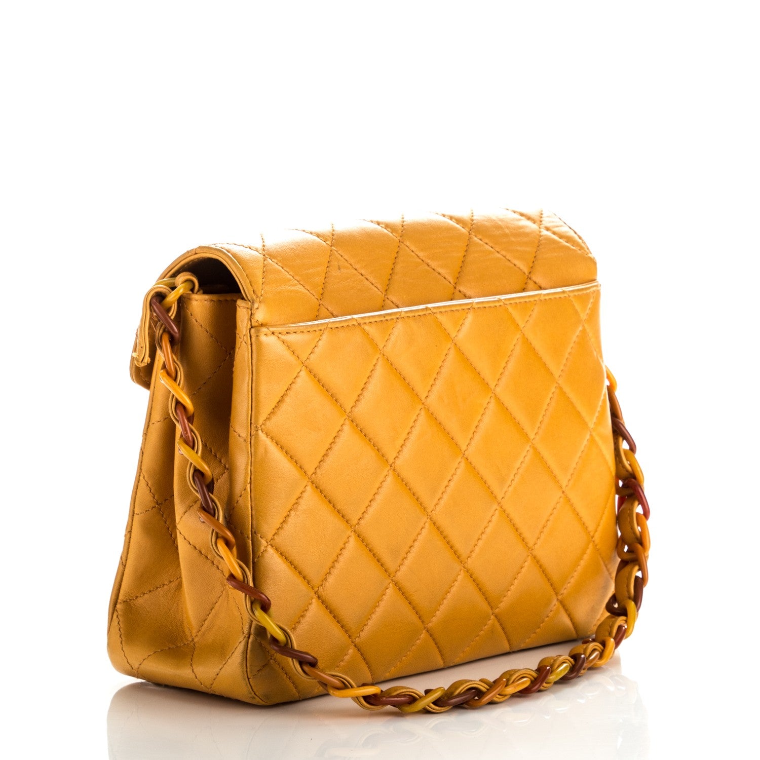 Chanel Lambskin Quilted Medium Bekko Chain Flap Mango 3 of 9