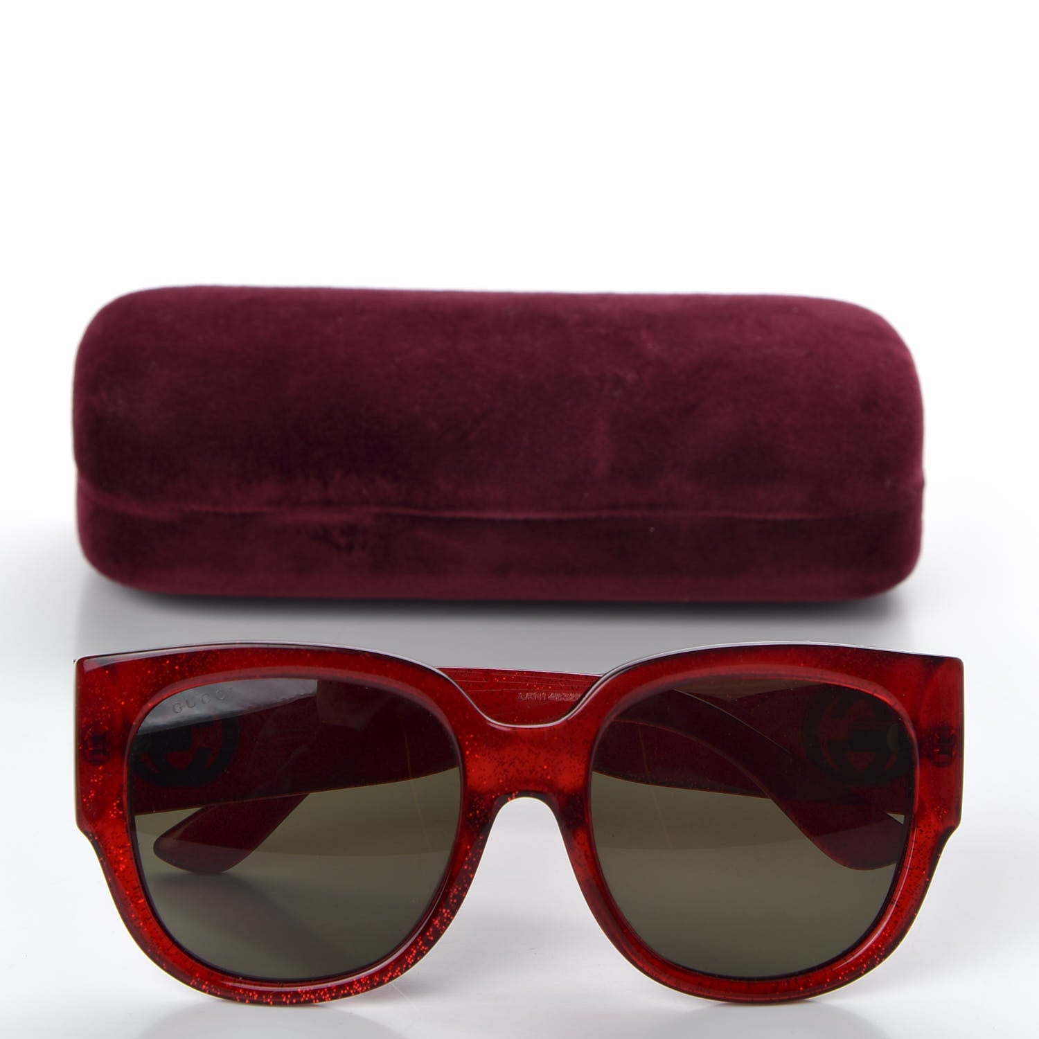 Gucci Acetate Glitter Round Frame Sunglasses GG0142SA Red 8 of 8