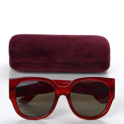 Gucci Acetate Glitter Round Frame Sunglasses GG0142SA Red 8 of 8