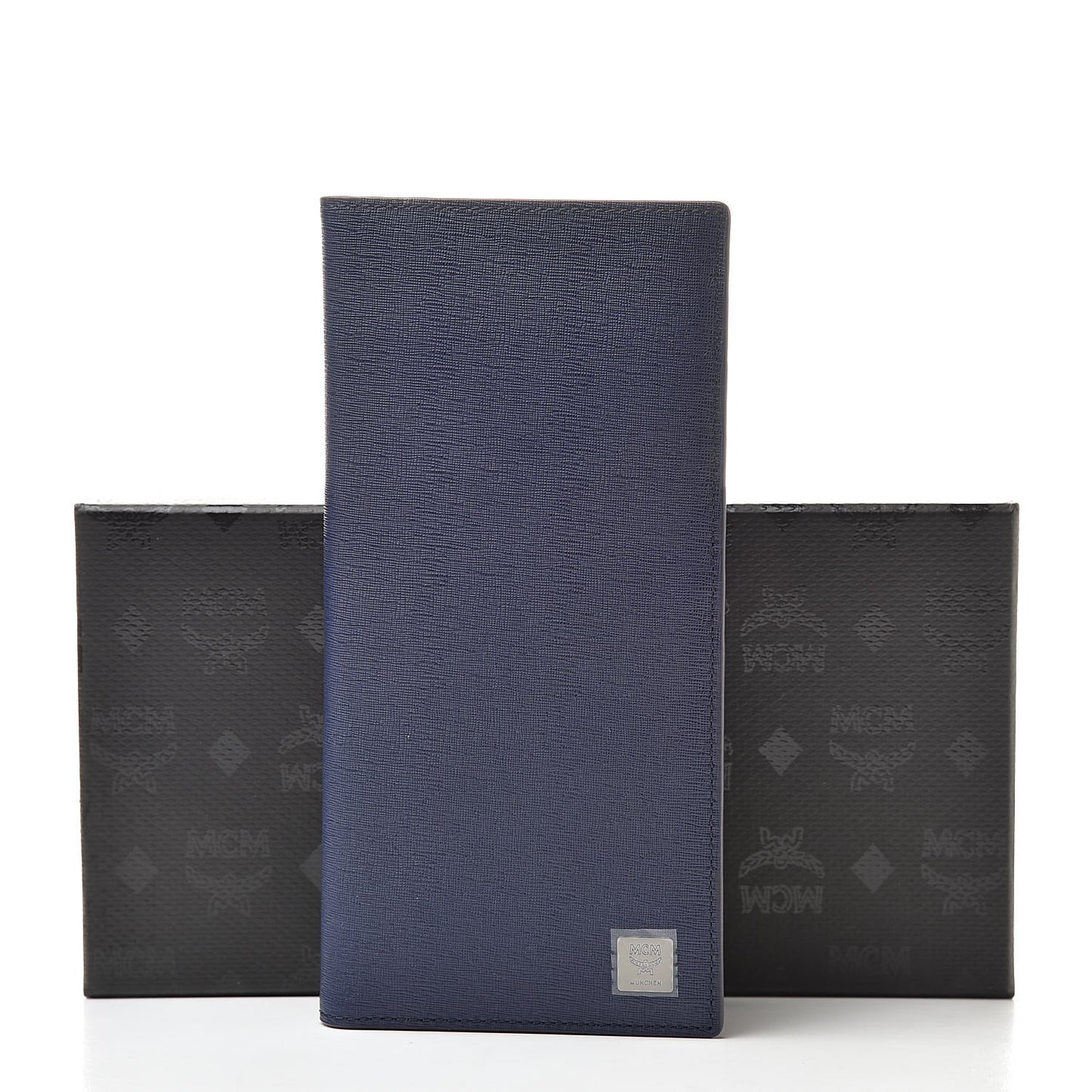 Calfskin Bifold Long Wallet Pistol Blue