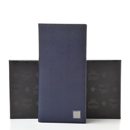 MCM Calfskin Bifold Long Wallet Pistol Blue 8 of 8