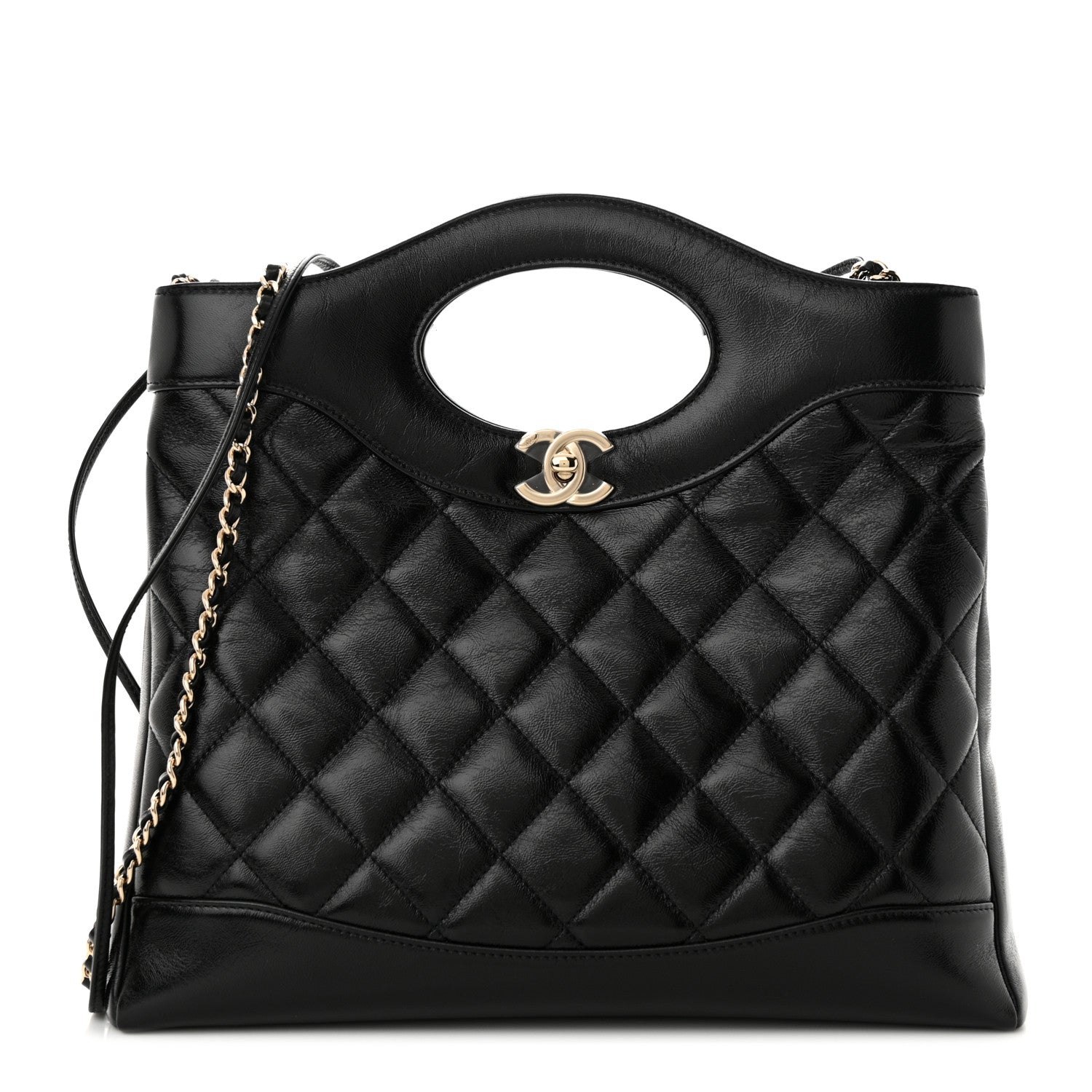 Chanel Shiny Lambskin Quilted Small 31 Shopping Bag Black 1 of 10