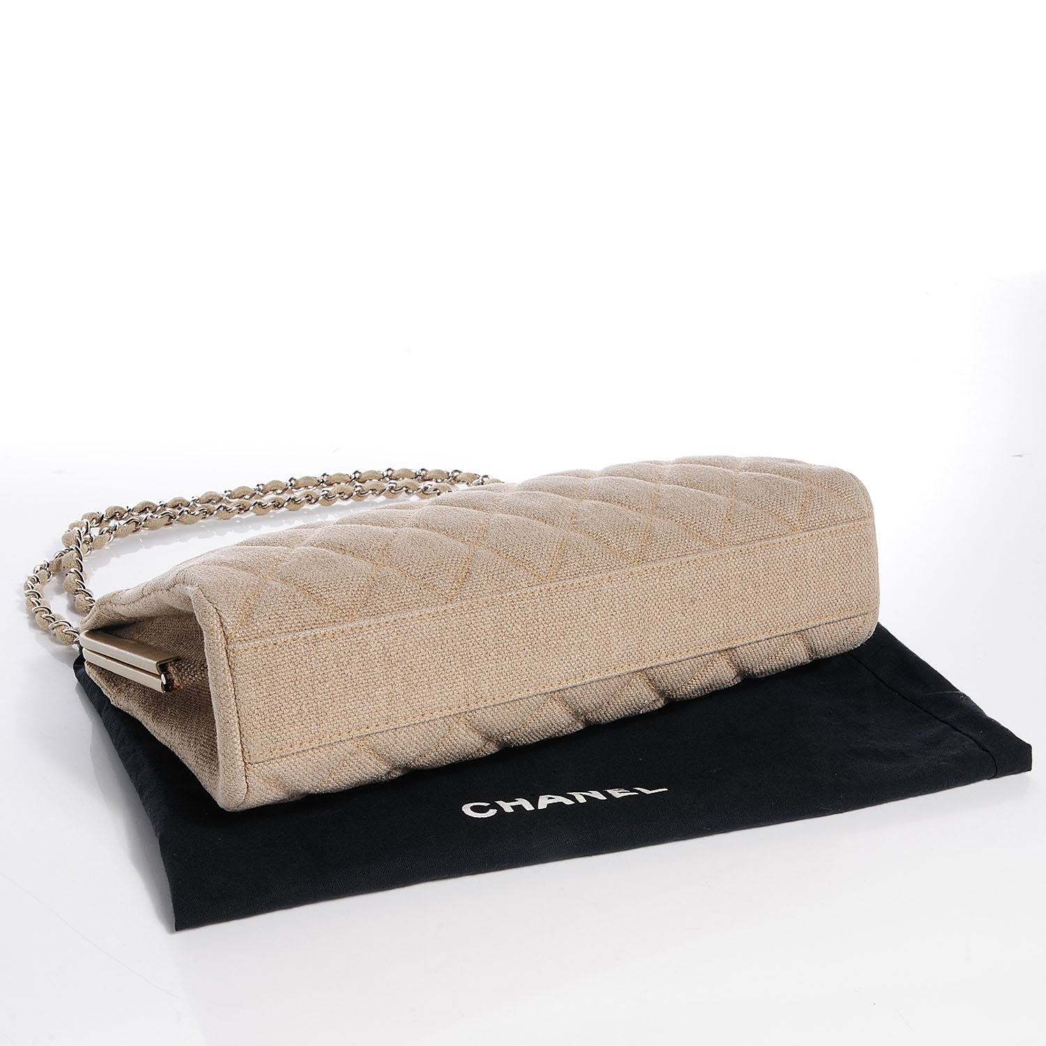 Chanel Linen Quilted Frame Shoulder Bag Beige 12 of 16