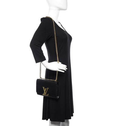 Louis Vuitton Calfskin Chain Louise MM Black 2 of 14