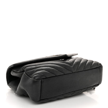 Saint Laurent Sheepskin Matelasse Chevron Monogram Medium College Bag Black 4 of 14