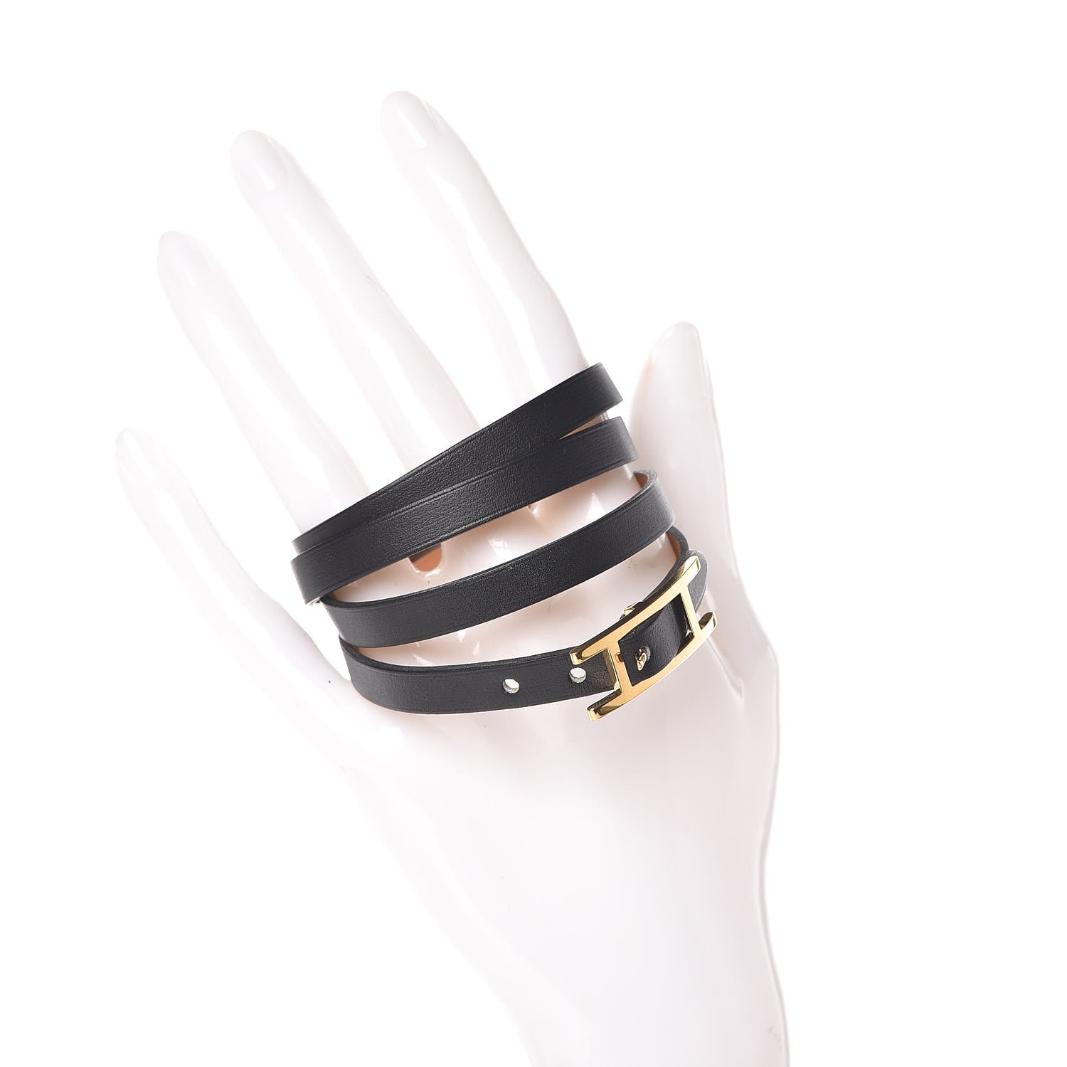 Hermes Chamonix Hapi 3MM Triple Tour Wrap Bracelet S Black 2 of 6