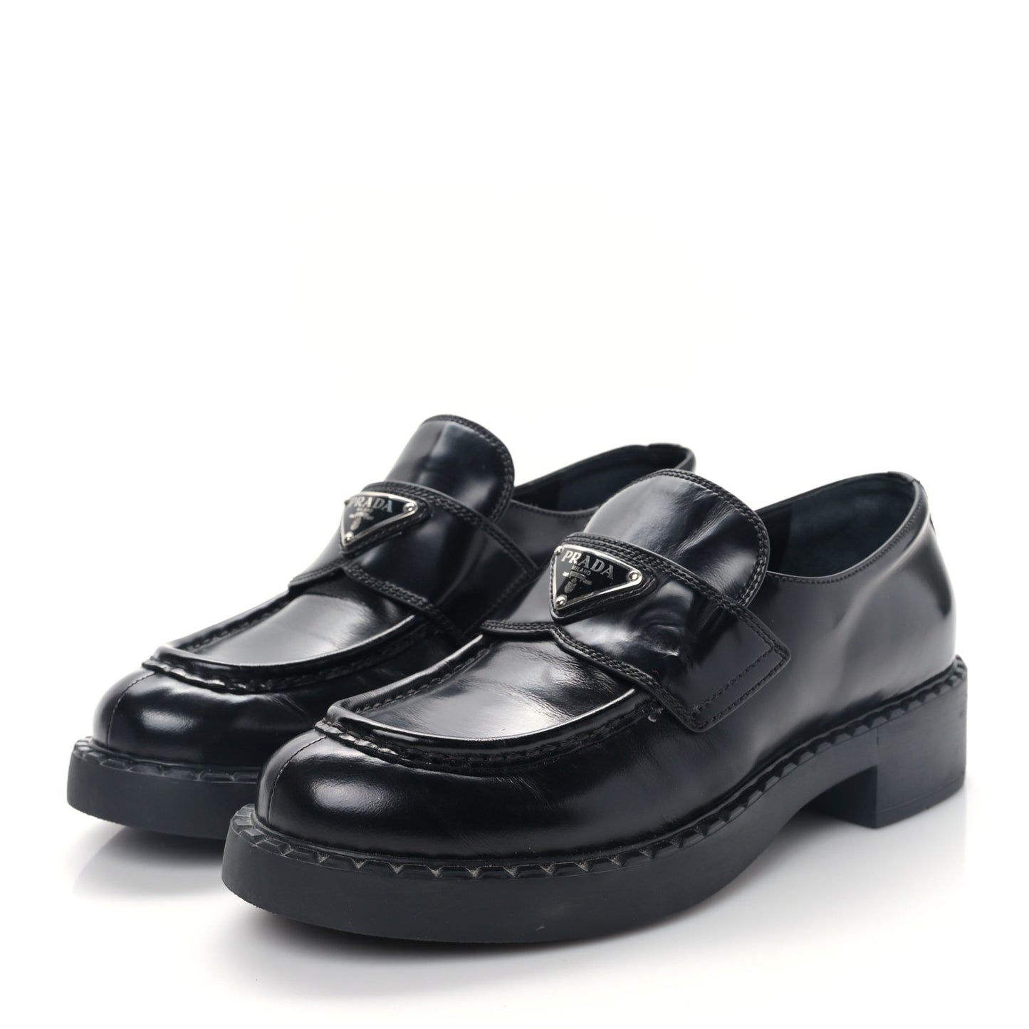 Spazzolato Metal Triangle Logo 50mm Loafers 38 Black