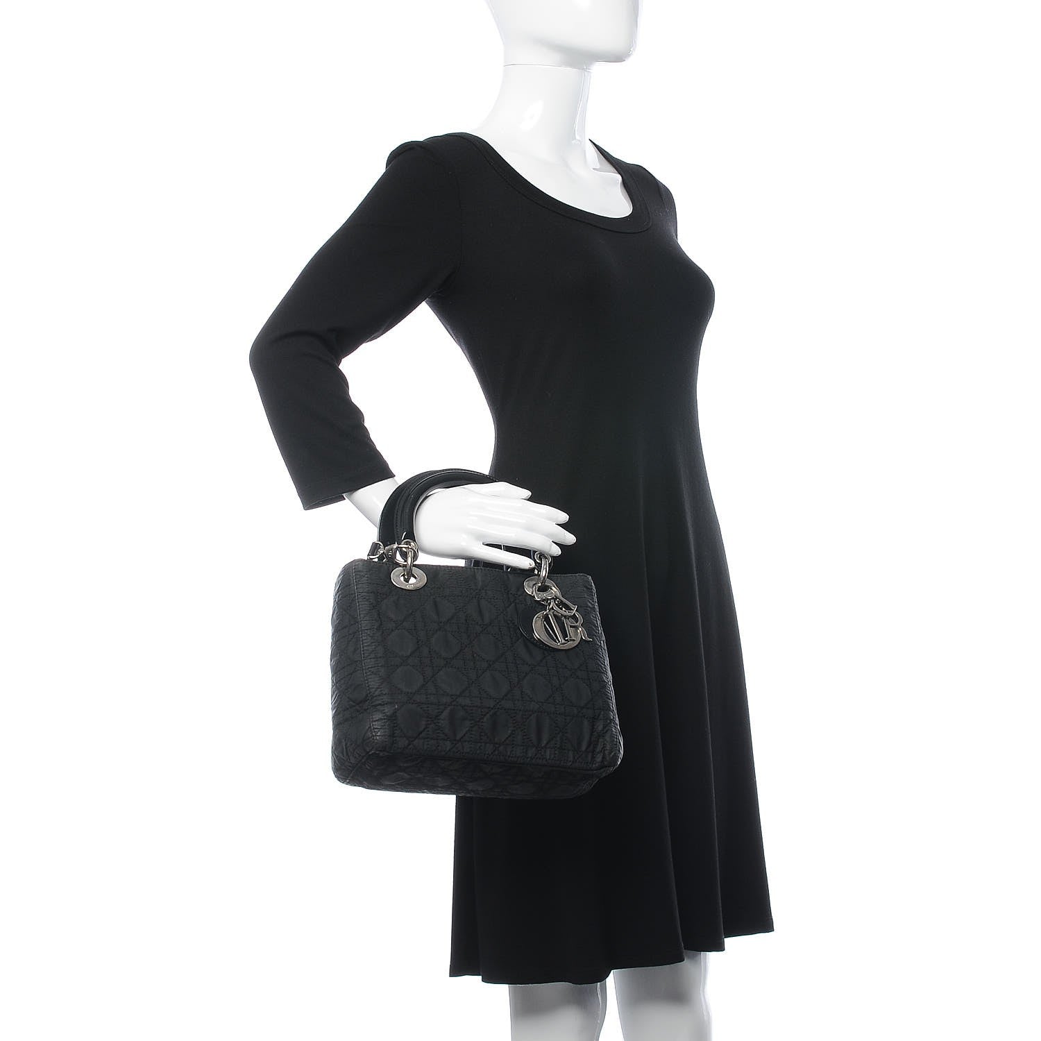 Christian Dior Nylon Cannage Medium Lady Dior Black 3 of 11