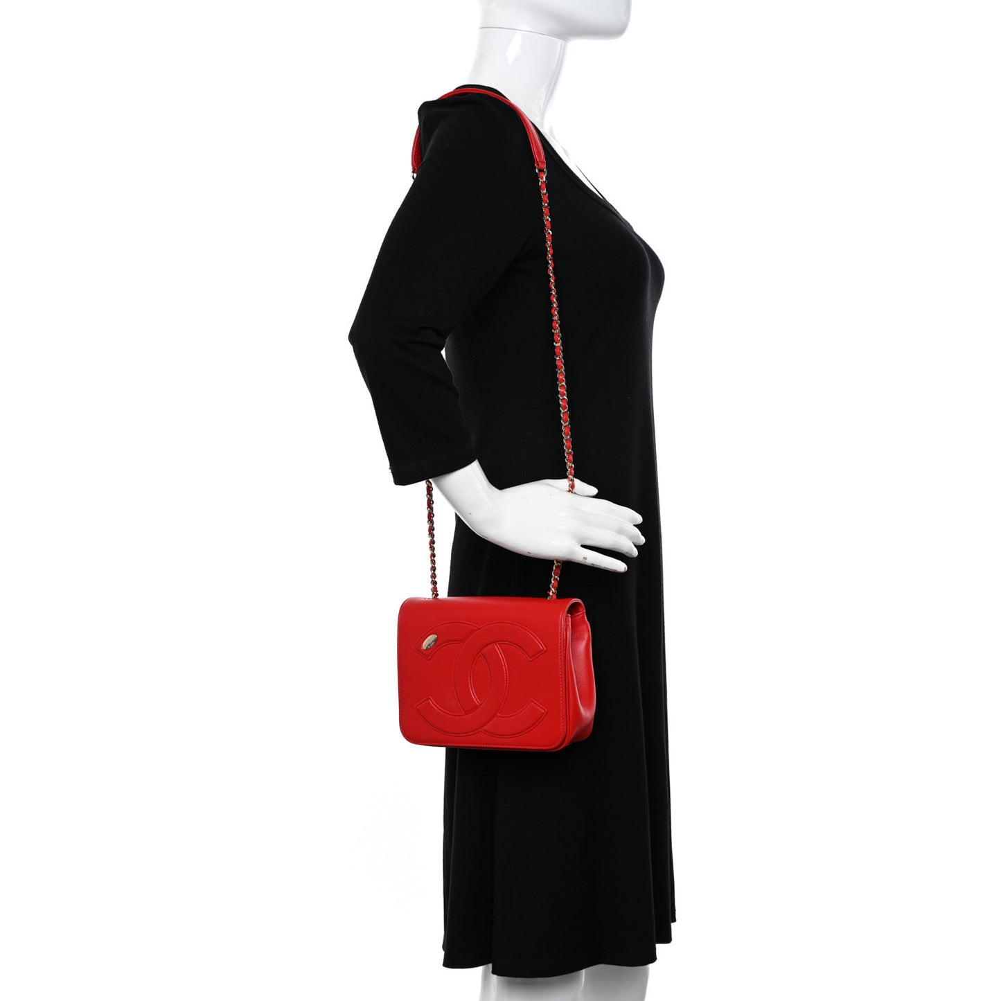 Lambskin CC Mania Flap Bag Red
