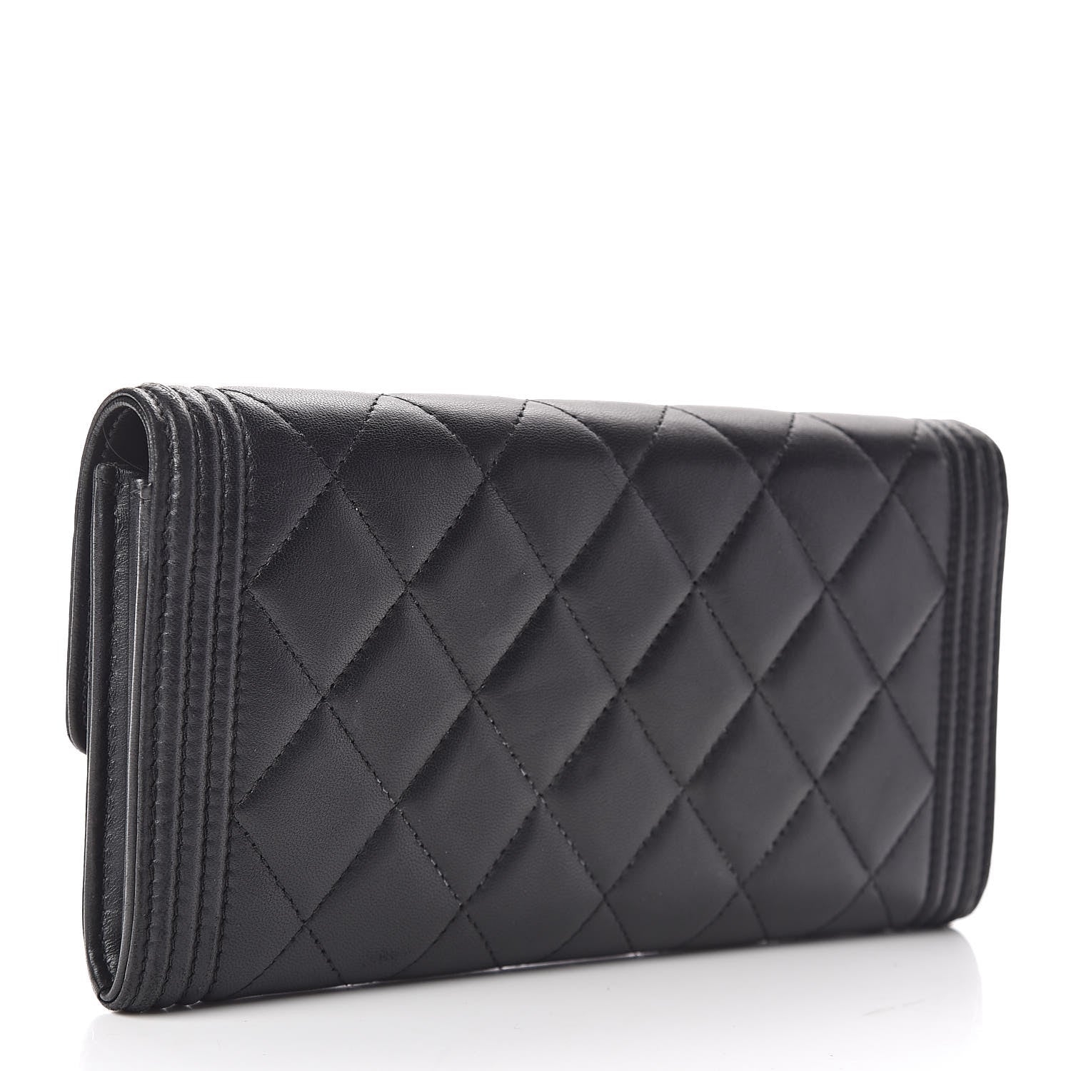 Chanel Lambskin Quilted Boy Flap Wallet Black 3 of 10