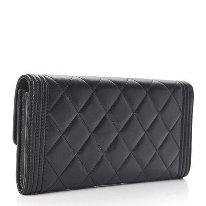 Chanel Lambskin Quilted Boy Flap Wallet Black 3 of 10