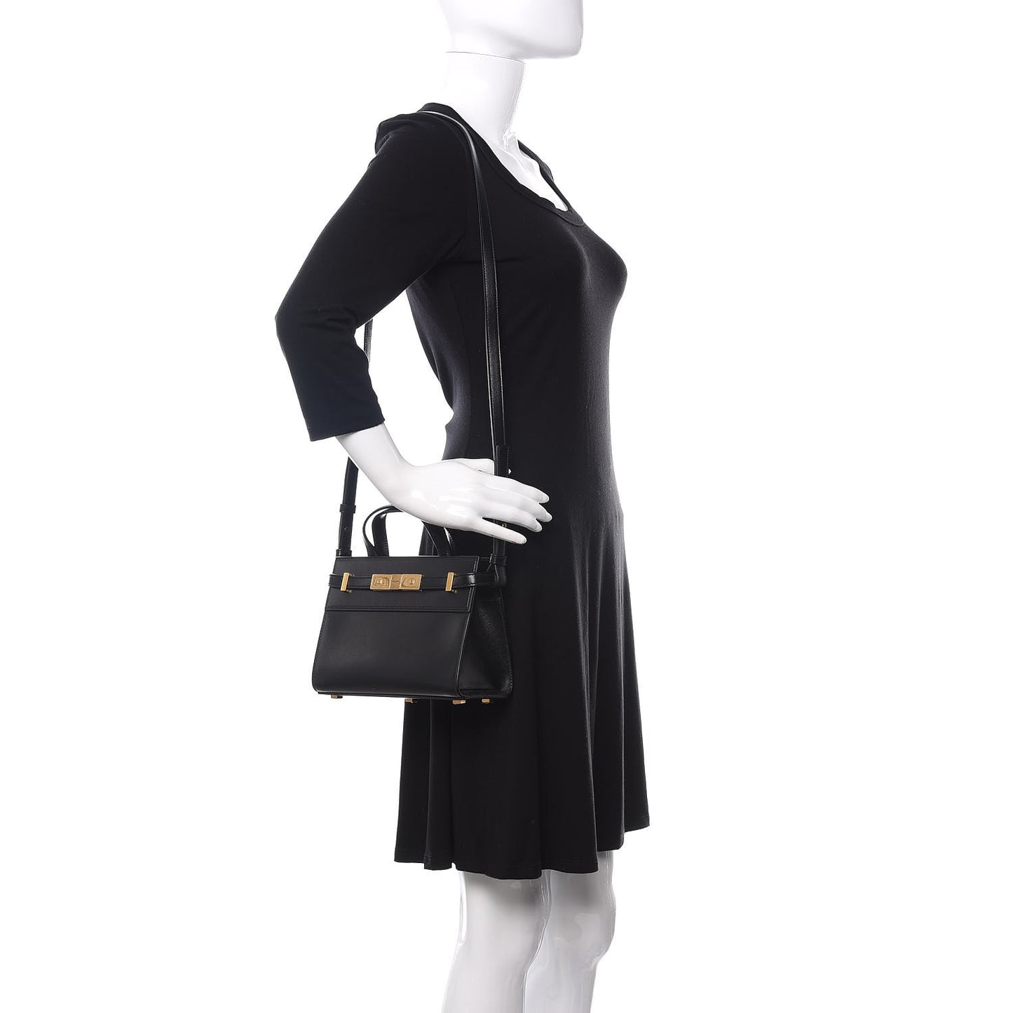 Smooth Calfskin Manhattan Nano Shopper Tote Black