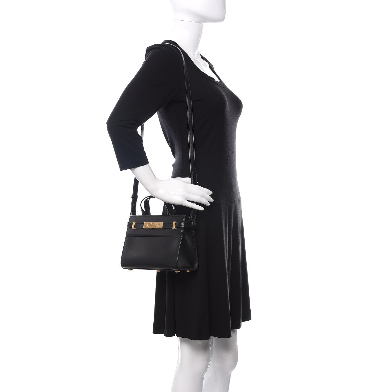 Saint Laurent Smooth Calfskin Manhattan Nano Shopper Tote Black 2 of 9