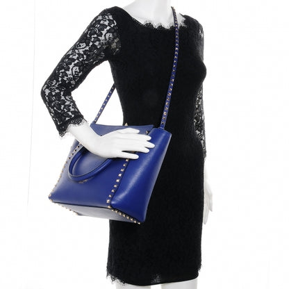Valentino Garavani Vitello Rockstud Double Handle Tote Blue China 2 of 11