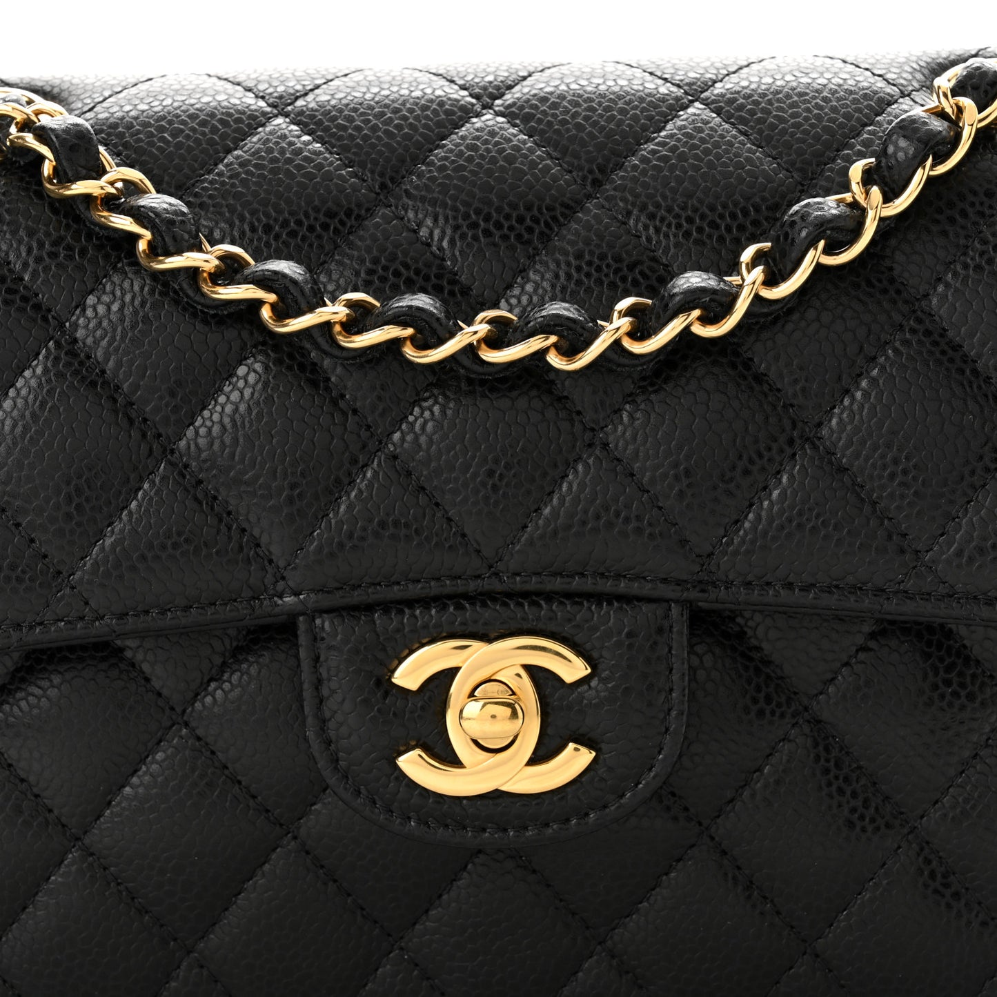 Caviar Quilted Small Double Flap Black