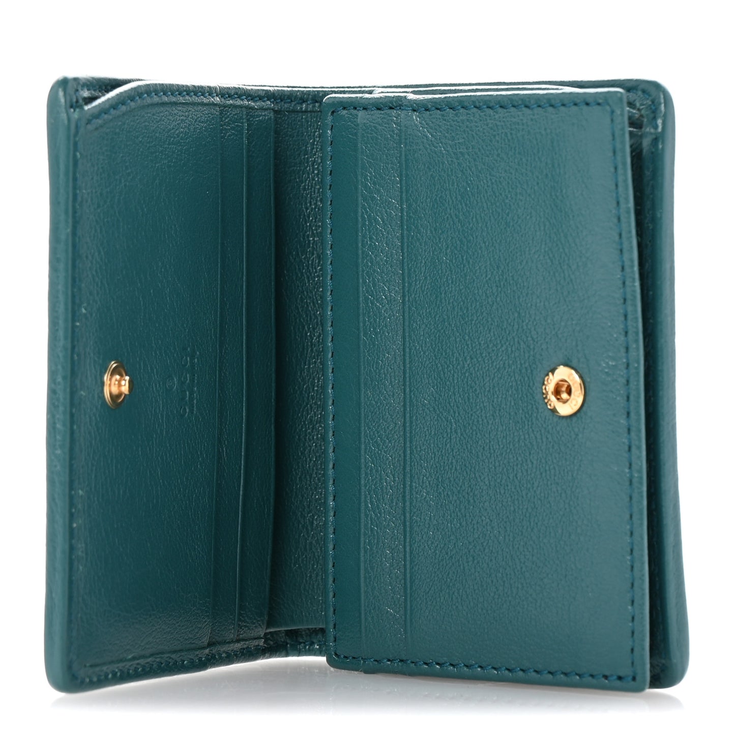 Azalea Calfskin Enamel Matelasse Diagonal Torchon GG Marmont Card Case Imperial Blue Pavone