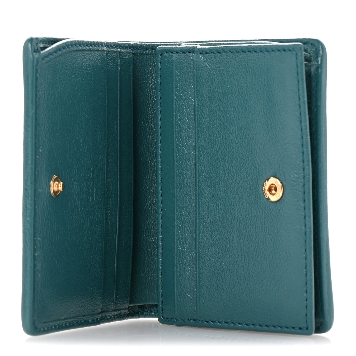 Gucci Azalea Calfskin Enamel Matelasse Diagonal Torchon GG Marmont Card Case Imperial Blue Pavone 5 of 9