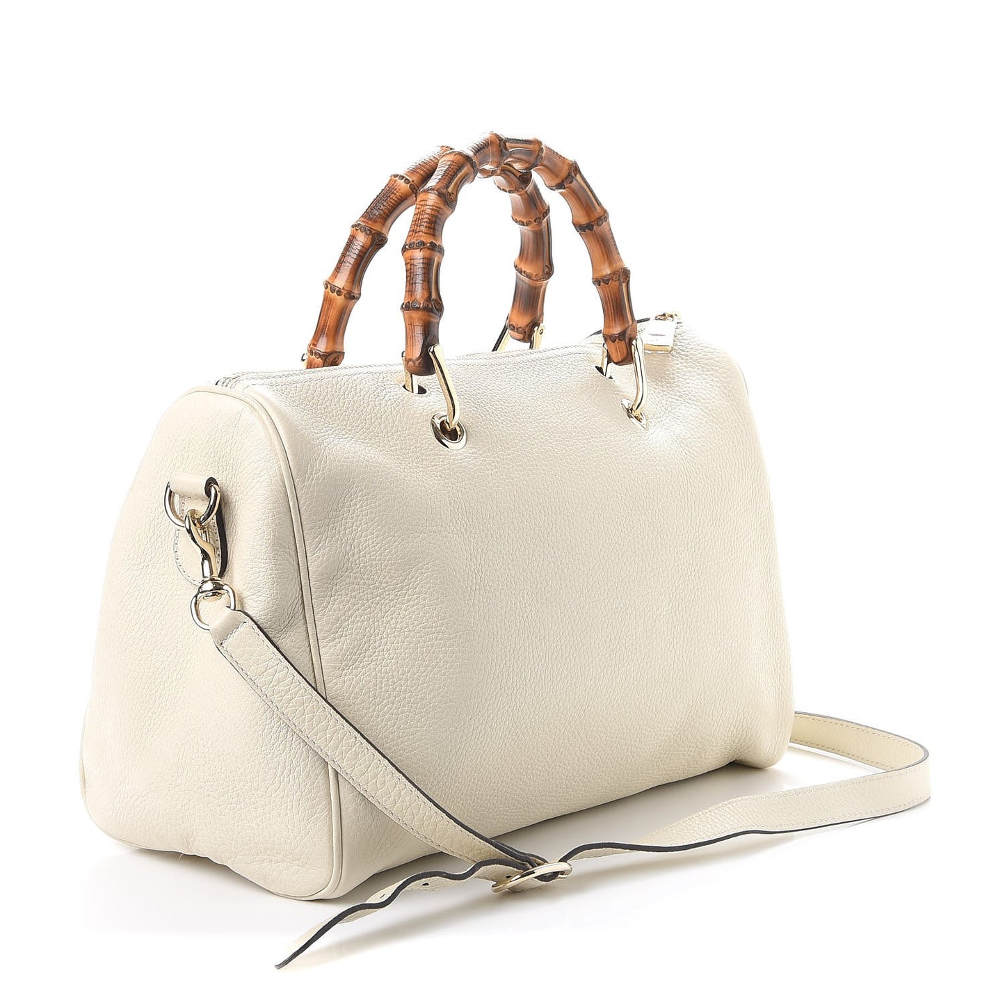 Calfskin Bamboo Medium Shopper Boston Mystic White