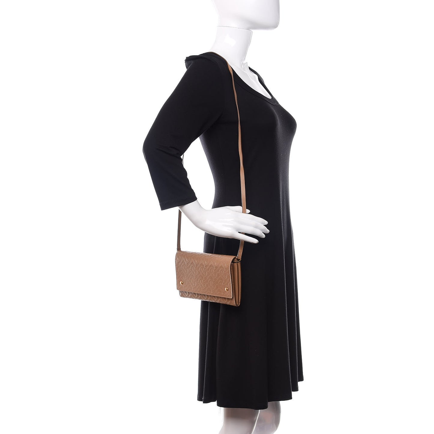 Calfskin Embossed Monogram Crossbody Light Camel