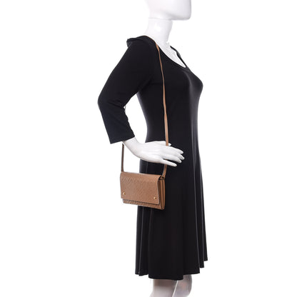 Burberry Calfskin Embossed Monogram Crossbody Light Camel 2 of 13