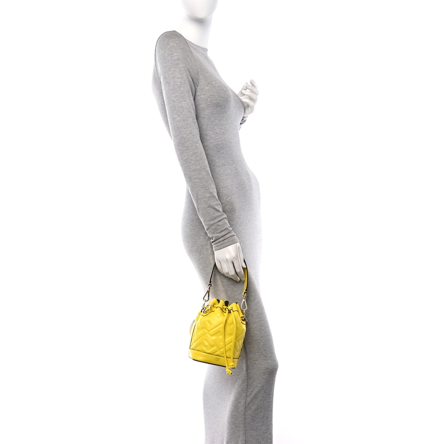 Vitello Liberty F is Fendi FF Embossed Mini Mon Tresor Bucket Bag Yellow