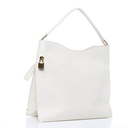 Tom Ford Pebbled Calfskin Small Alix Padlock Zip Hobo Bag Chalk 4 of 10