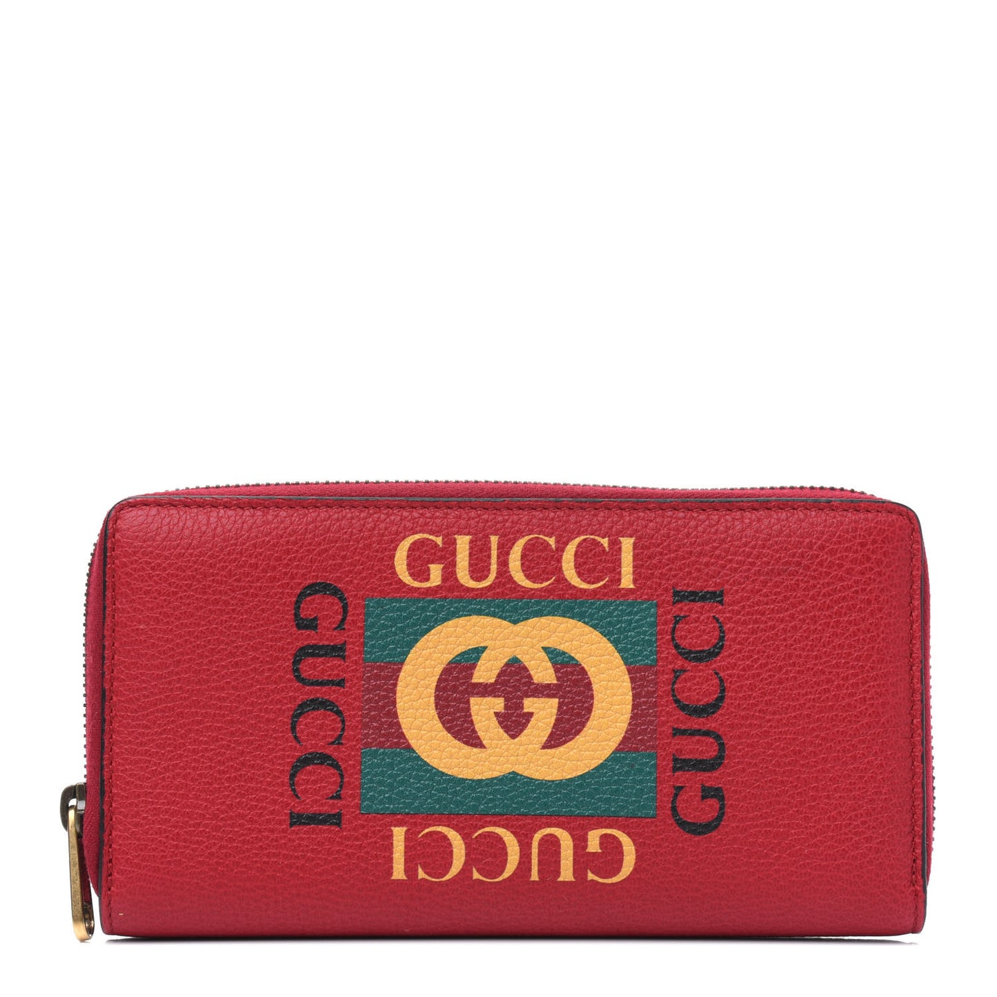 Cripto Calfskin Interlocking G Logo Zip Around Wallet Hibiscus Red Giallo Black Green Red