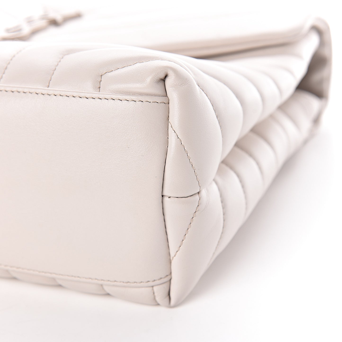 Calfskin Y Quilted Monogram Medium Loulou Chain Satchel Ivory
