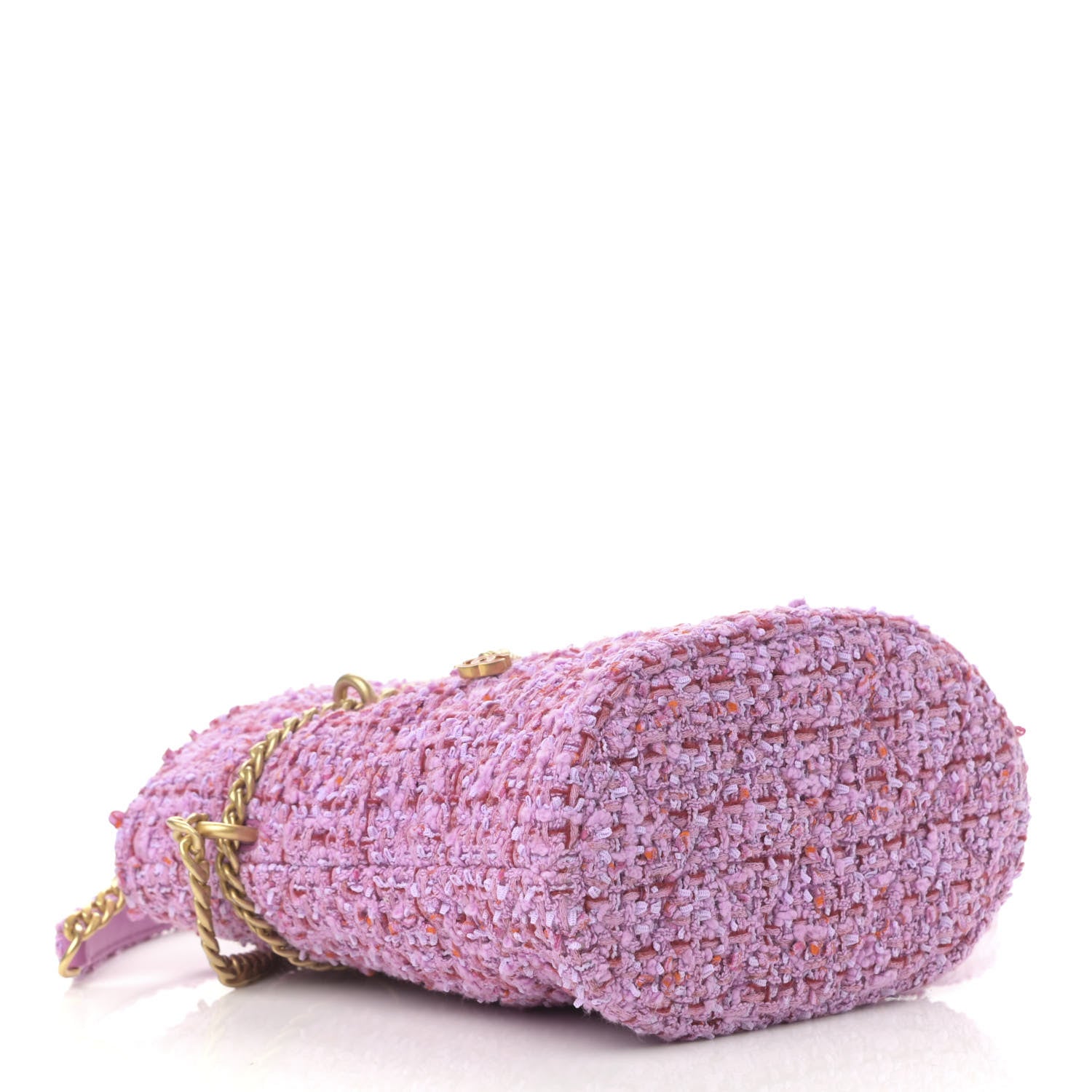 Chanel Tweed Enamel Quilted Pending CC Bucket Drawstring Bag Light Purple Pink Red 4 of 10