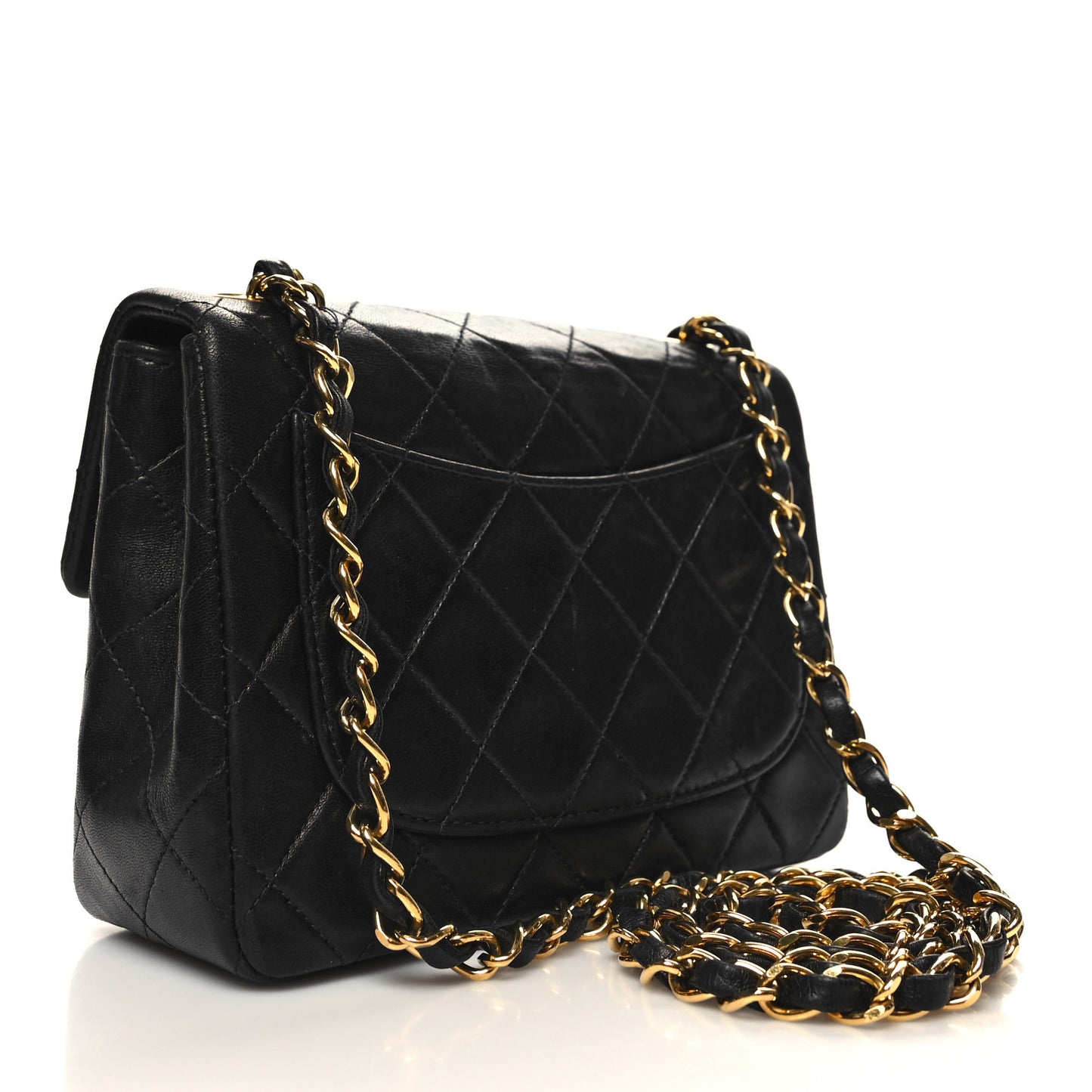 Lambskin Quilted Mini Square Flap Bag Black