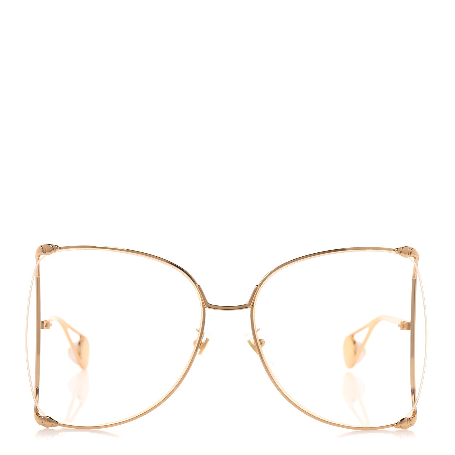 Gucci Metal Oversized Round Sunglasses GG0252S Gold 2 of 8