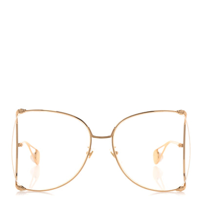 Gucci Metal Oversized Round Sunglasses GG0252S Gold 2 of 8