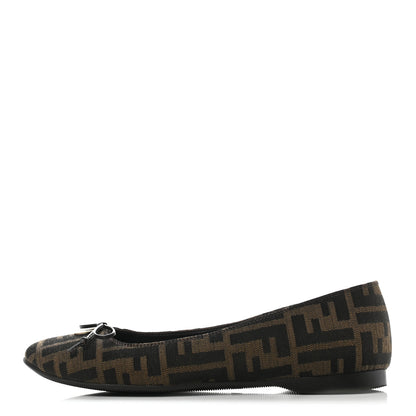 Fendi Jacquard Zucca Ballerina Flats 38 Tobacco Moro 1 of 7