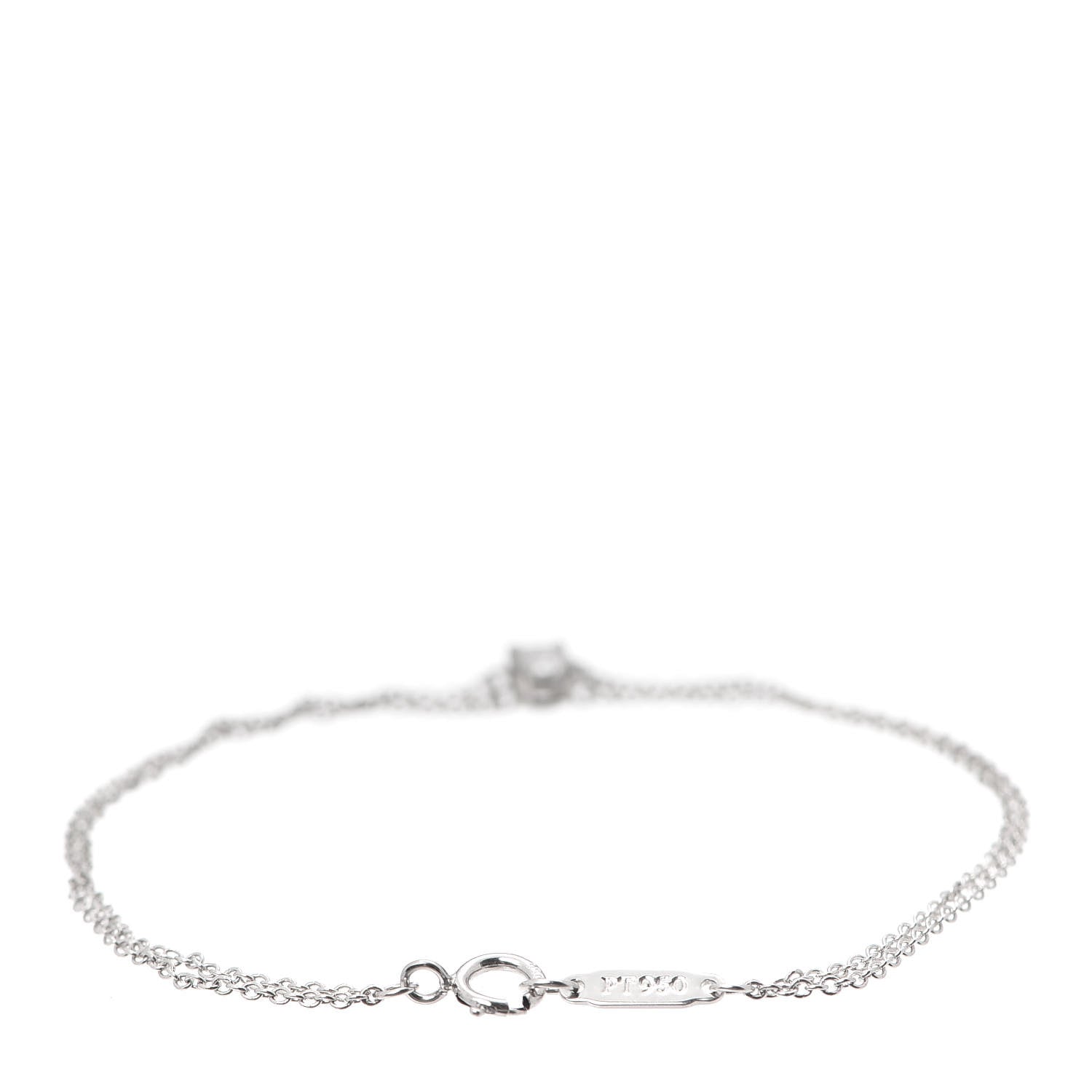 Tiffany Platinum Diamond .17ct Double Chain Solitaire Bracelet 3 of 6