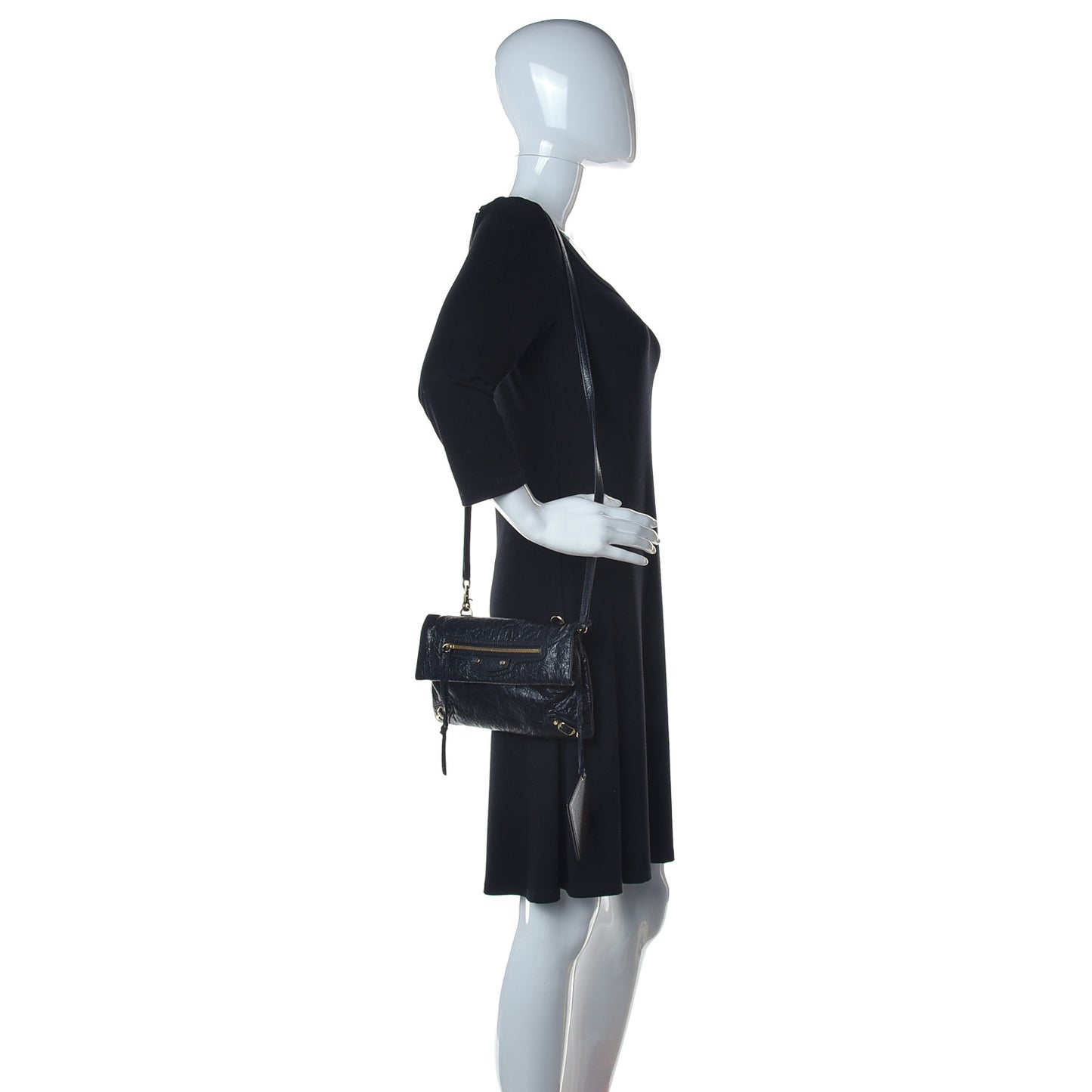 Agneau Classic Gold Hardware Mini Envelope Strap Clutch Black