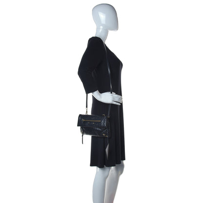 Balenciaga Agneau Classic Gold Hardware Mini Envelope Strap Clutch Black 2 of 12
