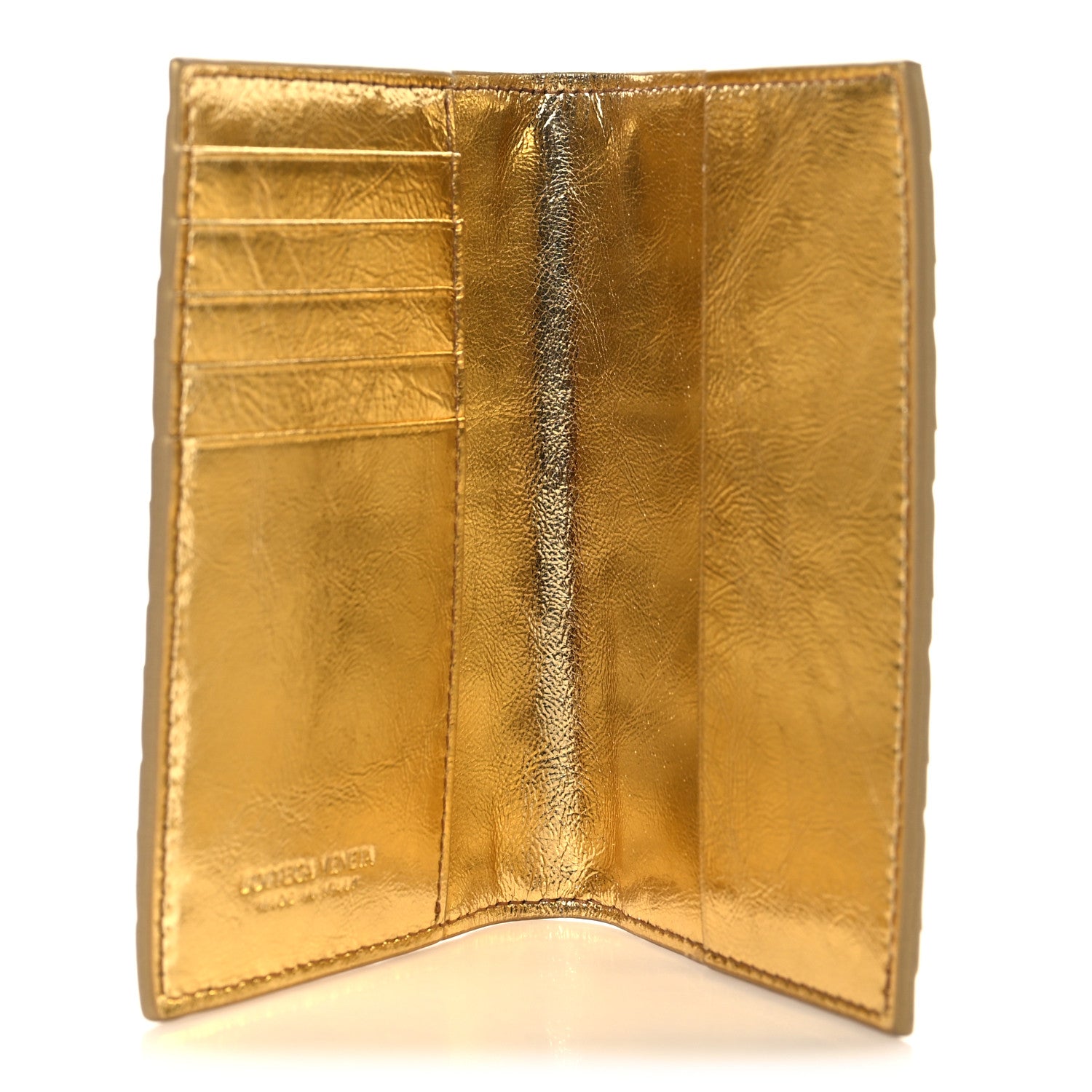 Bottega Veneta Metallic Calfskin Intrecciato Passport Case Gold 5 of 7