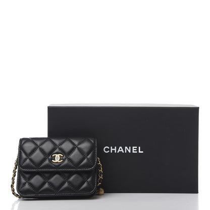 Chanel Lambskin Quilted Pearl Crush Clutch With Chain Black 12 of 12