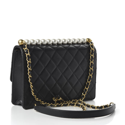 Chanel Lambskin Quilted Small Chic Pearls Flap Black 3 of 11