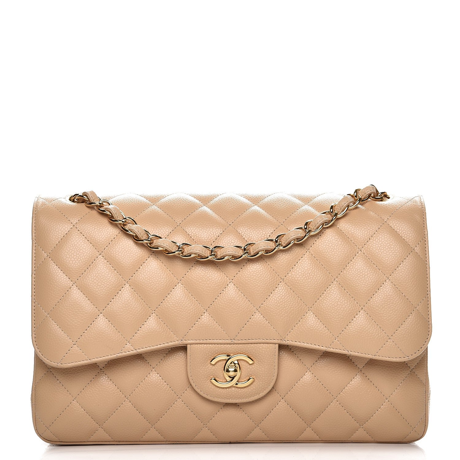 Chanel Caviar Quilted Jumbo Double Flap Beige 1 of 8